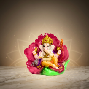 Pink Ganesh Idol 6 Inch Decorative Marble Dust Statue for Home Decor