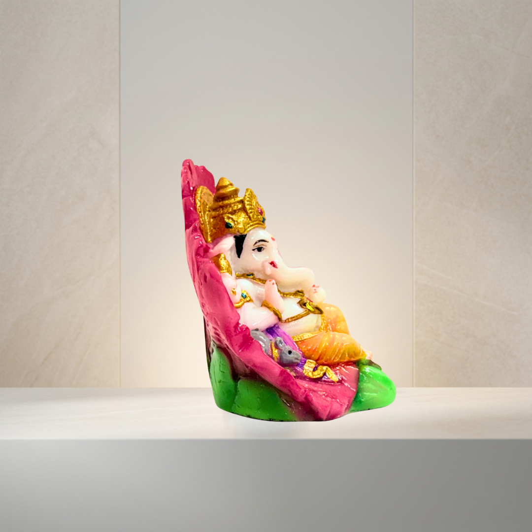 Pink Ganesh Idol 6 Inch Decorative Marble Dust Statue for Home Decor - Image 3