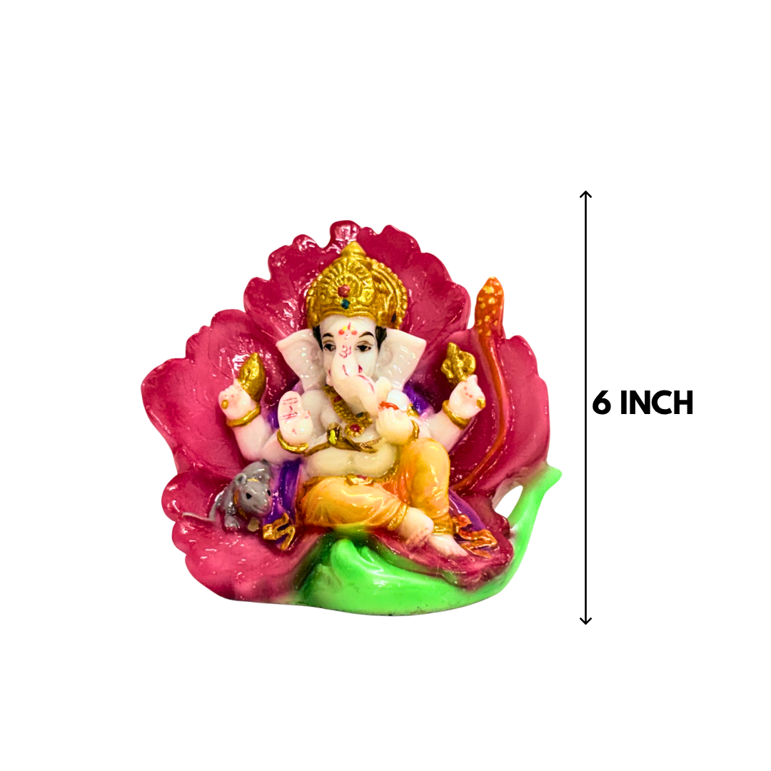 Pink Ganesh Idol 6 Inch Decorative Marble Dust Statue for Home Decor - Image 2
