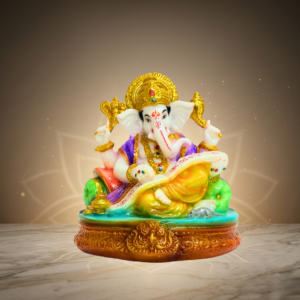 Multicolor Ganesh Idol 6 Inch Marble Dust Statue for Home Decor