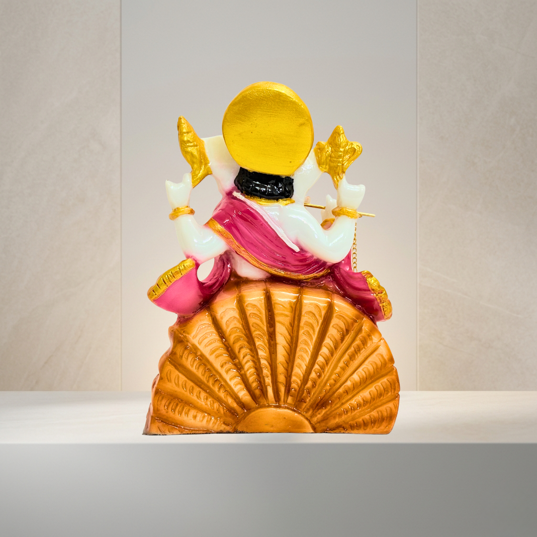 Multicolor Ganesh Marble Dust Statue 8 Inch Decorative Idol - Image 4
