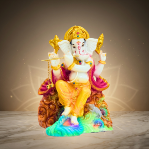 Multicolor Ganesh Marble Dust Statue 8 Inch Decorative Idol