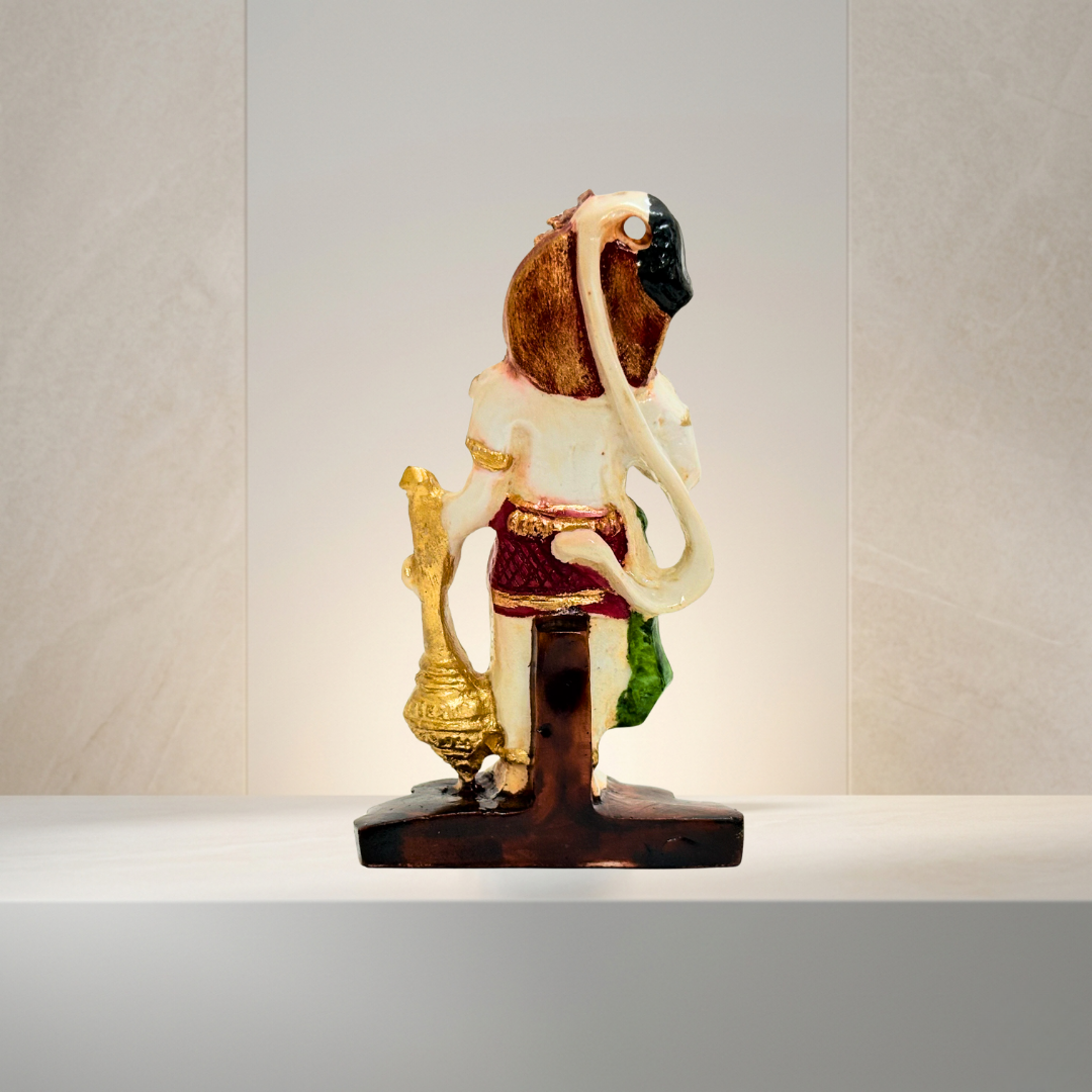 White & Gold Hanuman Marble Dust Idol for Home Decor 3.5 Inch - Image 4