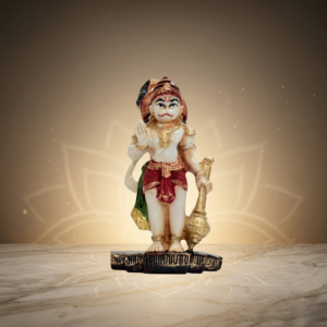 White & Gold Hanuman Marble Dust Idol for Home Decor 3.5 Inch