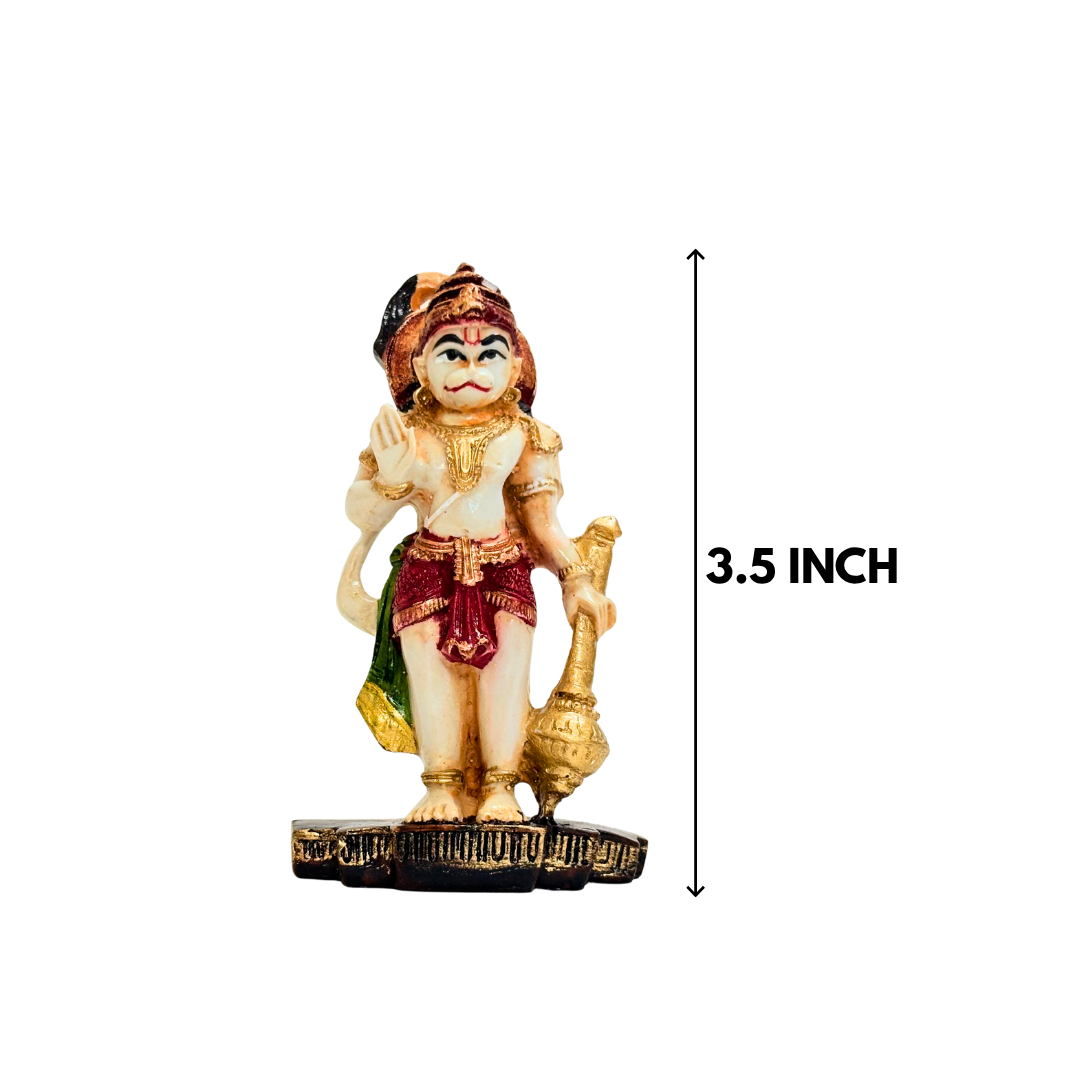 White & Gold Hanuman Marble Dust Idol for Home Decor 3.5 Inch - Image 2