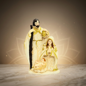 White & Gold Jesus Marble Dust Nativity Statue 8 Inch Figurine