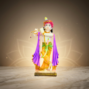 Multicolor Krishna Marble Dust Idol 15 Inch Flute Playing Statue