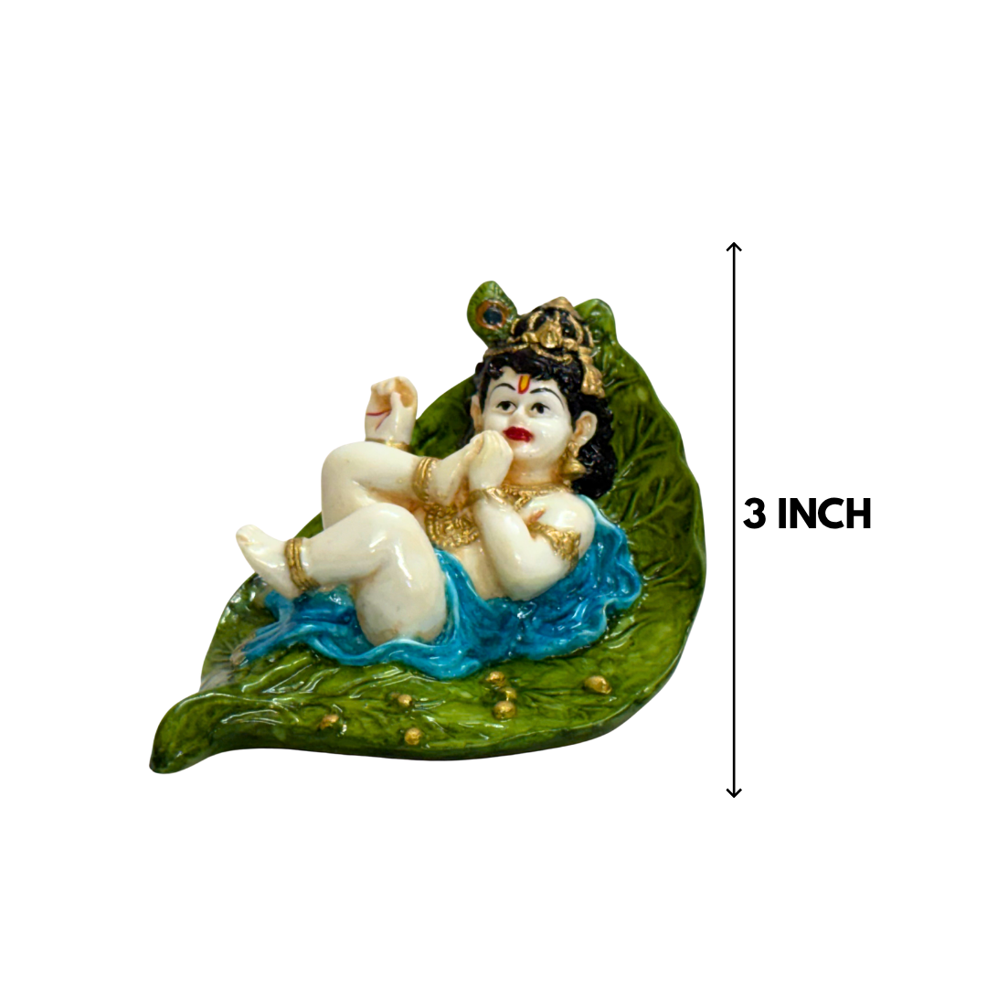 Blue & Green Krishna Marble Dust Statue 3 Inch Figurine - Image 2