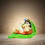 Green & Multicolor Krishna Marble Dust Idol 4 Inch Decorative Statue