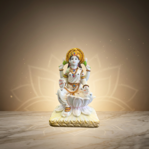 White Laxmi Marble Dust Idol 7 Inch Decorative Hindu Goddess Statue