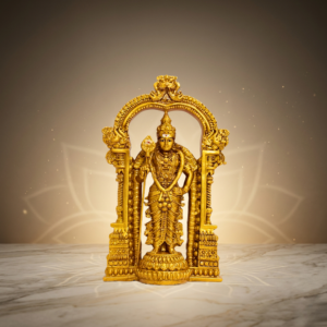 Golden Murugan Marble Dust Idol 7.5 Inch Decorative Statue