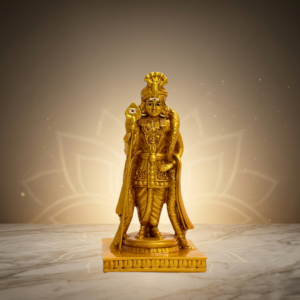 Gold Murugan Marble Dust Idol 7.5 Inch Decorative Hindu Statue