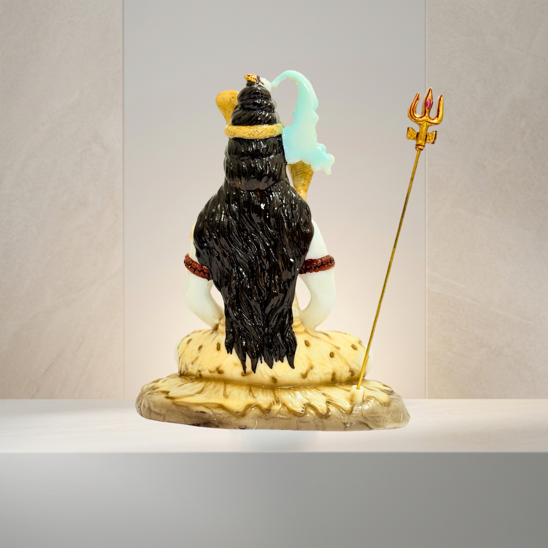 White Shankar Marble Dust Shiva Idol 12 Inch Decorative Statue - Image 4