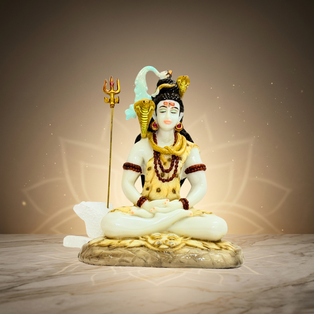 White Shankar Marble Dust Shiva Idol 12 Inch Decorative Statue