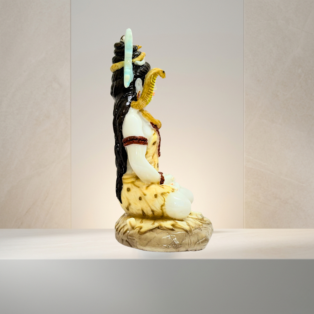 White Shankar Marble Dust Shiva Idol 12 Inch Decorative Statue - Image 3