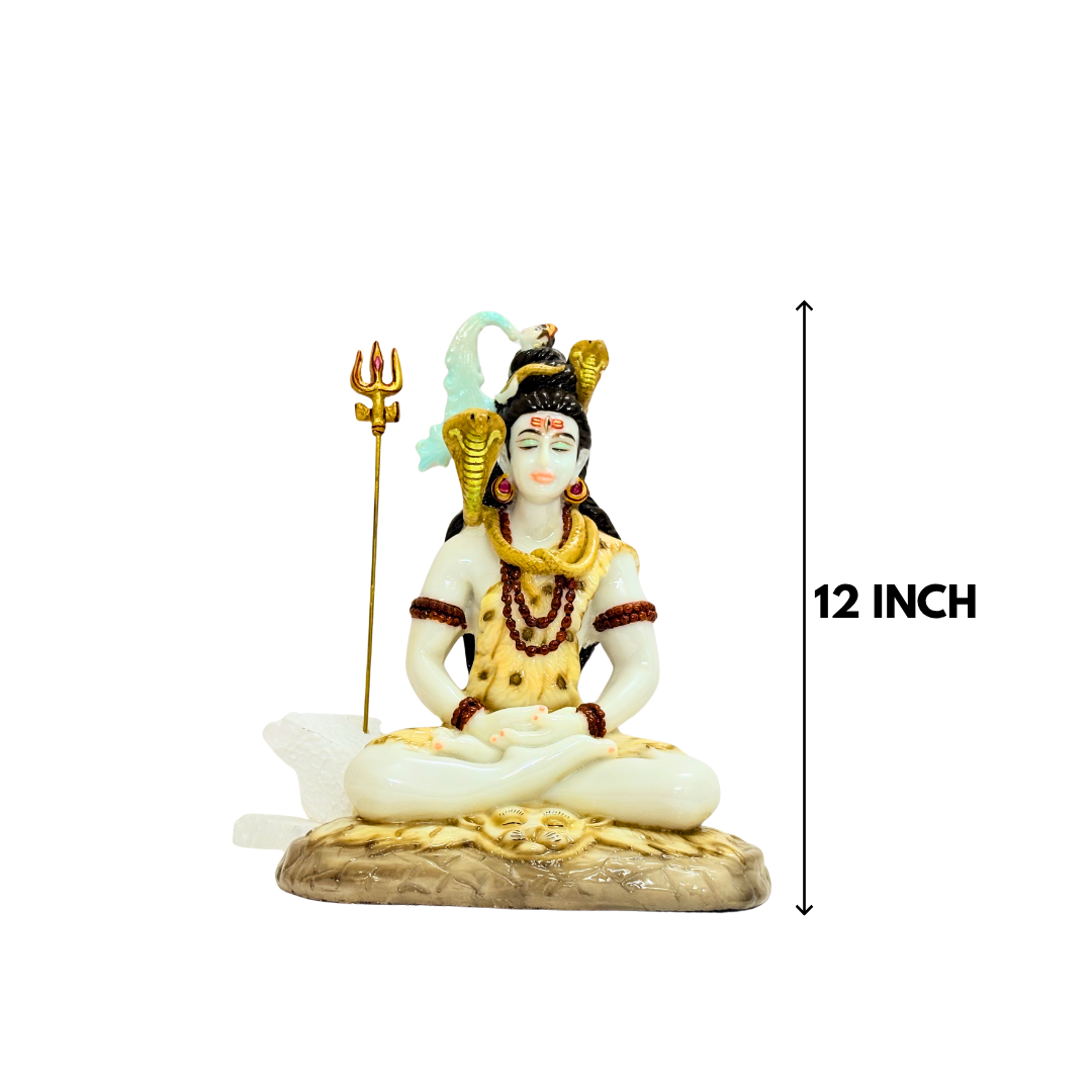 White Shankar Marble Dust Shiva Idol 12 Inch Decorative Statue - Image 2